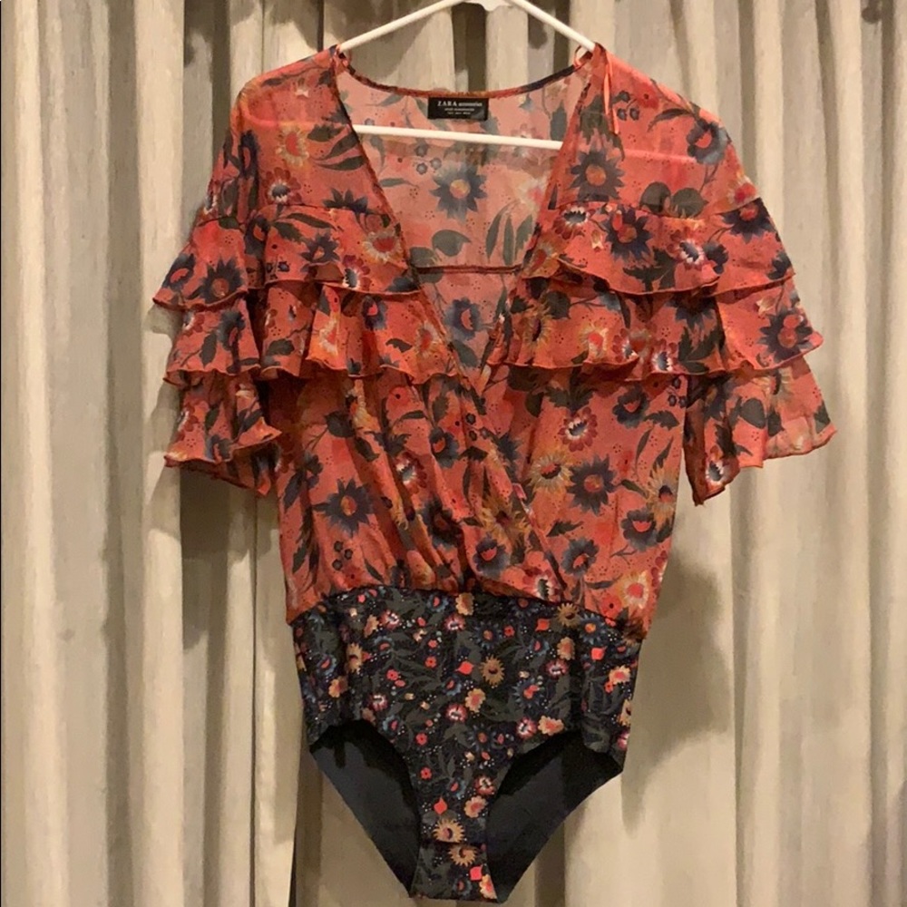 Zara Bodysuit Floral Blouses